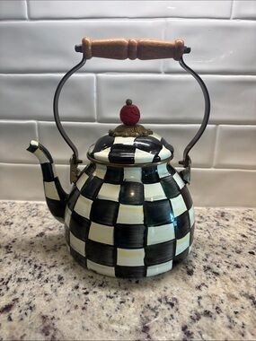 Mckenzie Childs Checkered Black and Kettle Pot